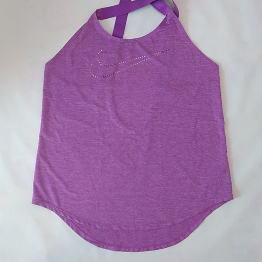 NIKE Sports Laser Cut Logo Dri Fit Tank Size S Purple